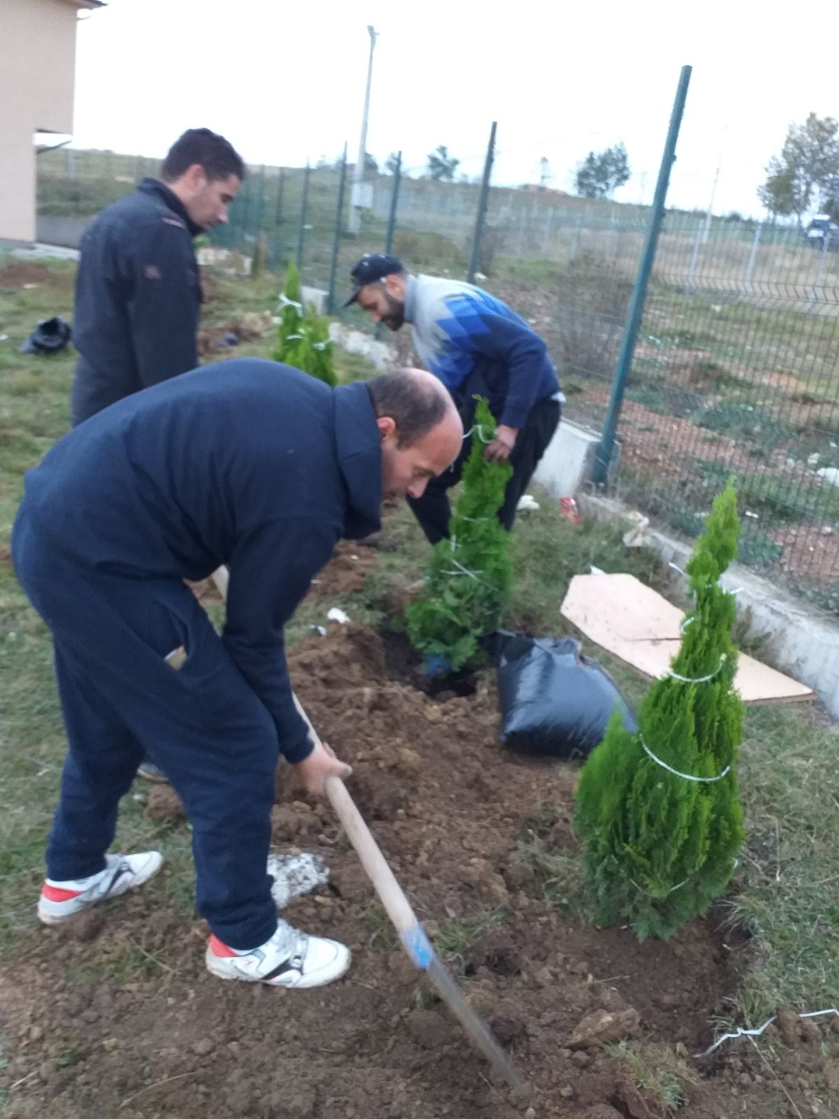 A joint action undertaken by both employees and migrants for the planting of 70 trees in the Tutin Asylum Centre